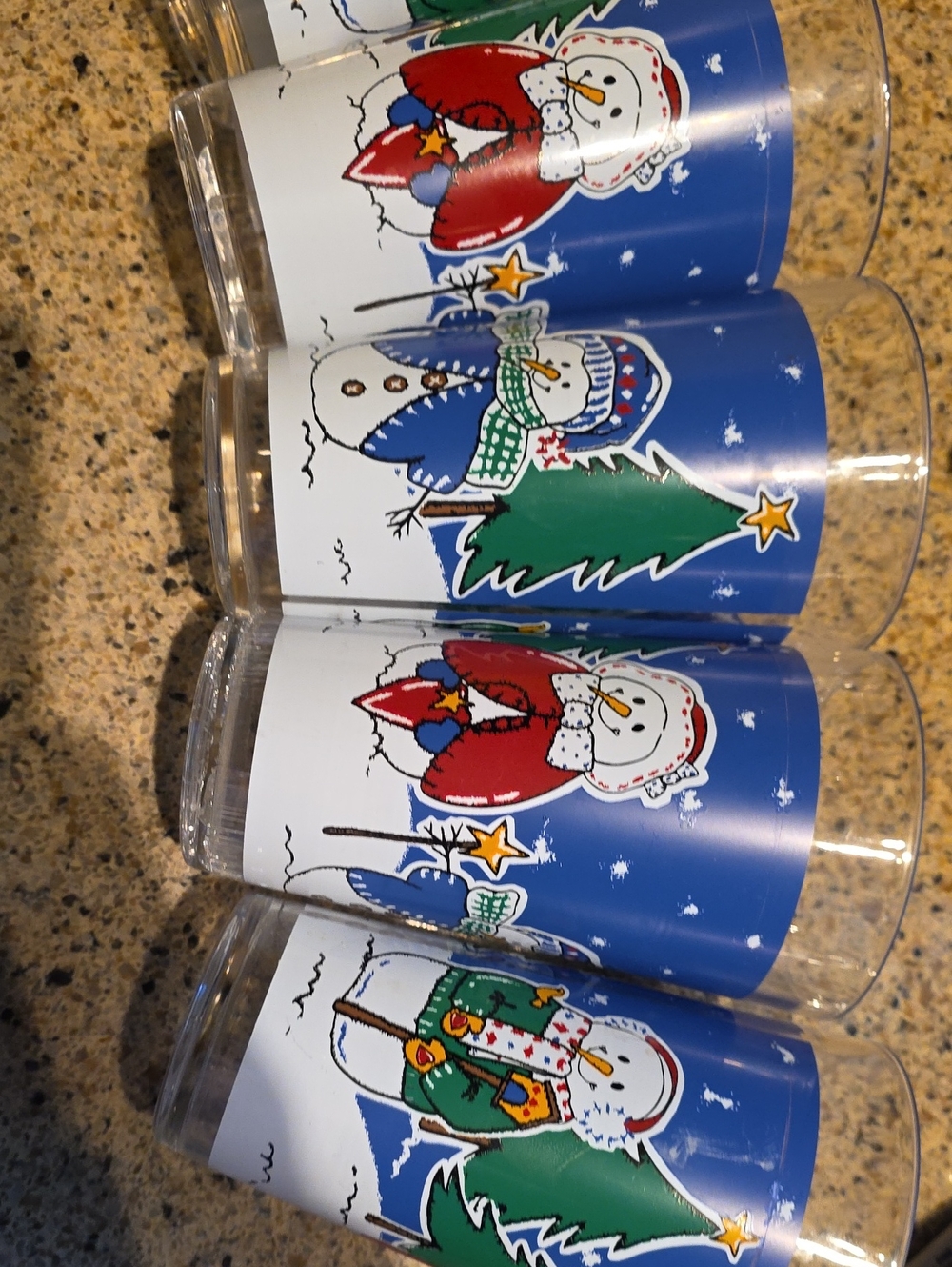 Festive Snowman Holiday Party Cups - Blue 5 Total